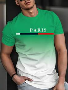 这款休闲短袖上衣印有“PARIS”字样，并采用蓝白渐变色设计，尽显巴黎风情，材质为100%聚酯纤维。 - 彩色 - 查看 3