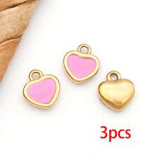 3个心形珐琅吊坠 不锈钢珐琅心形吊坠 迷你心形情人节吊坠 带环 DIY饰品制作手链 - 愛心 - 查看 9