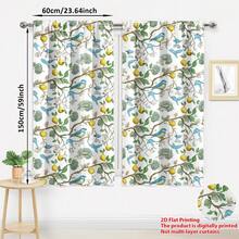 2PCS Fresh Lemon Bird Pattern 2D Digital Printing Pattern Curtains, Semi-Transparent Home Companion - Multicolor - View 11