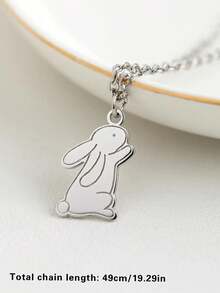 1pc Personalized Minimalist Rabbit Pendant With Custom Name, Cute Easter Gift, Reversible Wear, Fashionable, Minimalist, Casual, Retro, Y2K Style, Customizable, Unique, Ideal Gift For Boyfriend, Girlfriend, Mom, Family, Friends, Daughter, Son, Grandparents - Multicolor - View 10