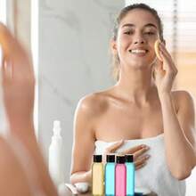 5个3.4盎司/100毫升旅行装带翻盖空瓶，适用于化妆品 - 黑色 - 查看 9