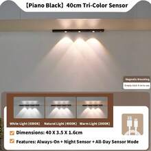 LED Motion-Sensor Cabinet Lights, Motion-Sensor Lights, Night Lights, Decorative Lights, LED Cabinet Lights, 3 Adjustable Color Temperatures, Rechargeable Magnetic Wardrobe Lights. Suitable For Cabinets, Wardrobes, Kitchens, Bedrooms, Closets, Staircases, Hallways, Home Decor, And Portable Lighting. Magnetic Installation, Powered By Lithium Batteries, Entrances Decorative Lighting That Works Indoor And Outdoor. Essential Home Accessory For Kitchens, Bedrooms, And Wardrobes. - 貓眼感應燈 - 查看 14