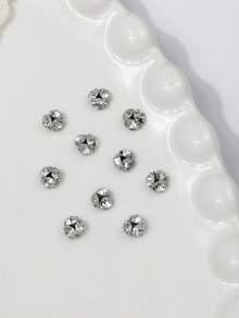 10 piezas de Rhinestones transparentes blancos asimétricos planos y brillantes de grado K9, adecuados para decoración de uñas - Blanco - Ver 7