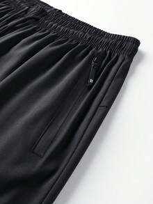 Men's Lightweight Running Pants, Thin Drawstring Sports Casual Trousers For Spring/Summer, Solid Color Outdoor Sportswear - Black - View 4