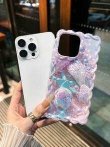 海星彩绘编织波浪边透明保护壳，适用于 17/17 Pro/17 Pro Max、16/16 Pro/16 Pro Max/16 Plus、14、15、XS、7/8、XR、7/8 Plus、11、12、13、14、15 Pro Max，防震、可爱、时尚 - 彩色 - 查看 2