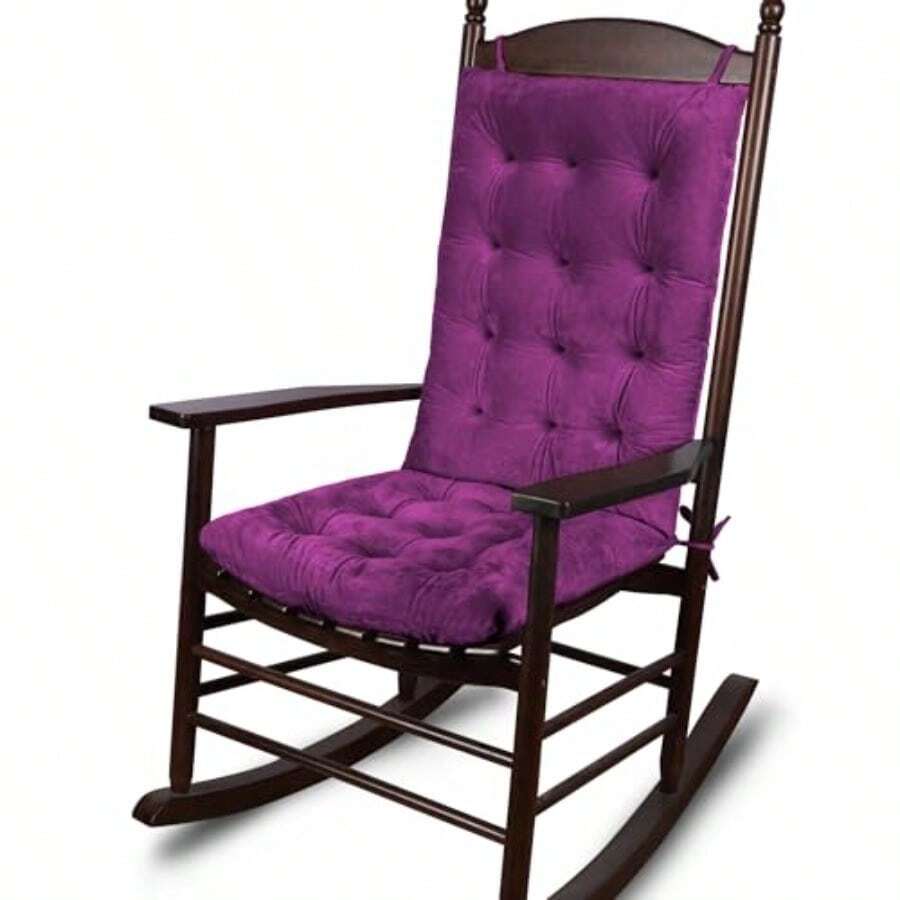 ELFJOY - Juego de 2 cojines mecedoras grandes con corbatas respaldo alto y cojín de asiento color morado - Morado - Ver 1