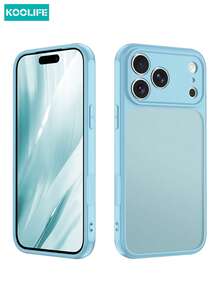 Koolife 1pc Matte Skin-Friendly Phone Case, PC+TPU, Precise Cutout Protection, Minimalist Fashion, Shockproof Anti-Fall Protective Cover, Compatible With Apple 13/13pro/13promax/14/14plus/14pro/14promax/15/15pro/15plus/15promax/16/16pro/16plus/16promax/17/17 Air/17pro/17 Promax - Blue - View 1