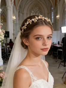 新款优雅伴娘头饰，适合重要场合 - 金色 - 查看 6