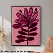1 Pieza de Arte Abstracto para Pared en Rosa y Borgoña - Pintura de Flores Verticales Minimalista Moderna Escandinava, Impresión en Tinta Rosa Suave y Mauve, Adecuada para Decoración de Dormitorio, Sala de Estar, Regalo de Inauguración de Casa, / Marco interior de madera - negro - Ver 2