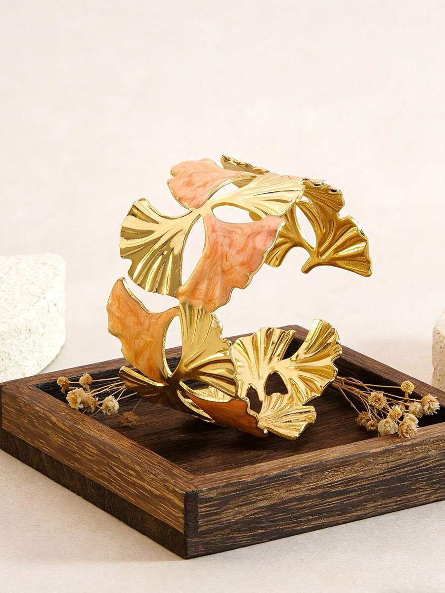 1 chiếc vòng tay bằng thép không gỉ thanh lịch, tối giản với thiết kế lá hạnh nhân, phù hợp cho phái nữ khi đi làm, mua sắm hoặc đi nghỉ mát. - Vàng - Xem 1