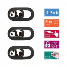 3pcs Webcam Cover Slide - Cute Panda Webcam Cover Suitable For Laptop, Tablet, Computer, Smartphone, Protect Your Privacy And Security, Strong Adhesive - Multicolor - View 3