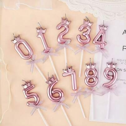 1個 クリエイティブ王冠リボン数字誕生日キャンドル、誕生日ケーキデコレーションプラグイン、複数の数字組み合わせ、複数の色展開、照明とディスプレイの理由により、実際の商品とわずかな色の違いがある場合があります