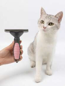 Pet Deshedding Brush, Cat Dog Fur Remover Grooming Tool - Pink - View 7