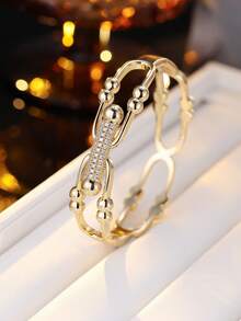1pc Rhinestone Chain Bangle, Unique Design Luxury Accessory, Essential For Stylish Outfit - Bracelet - View 8