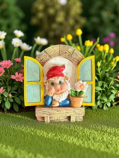 1pc Cute Fairy Window Decor, Miniature Fairy Garden Decor, Charming Yard And Lawn Decor, Imaginative Outdoor Sculpture, Imaginative Home And Garden Decor, Magical Gnome Collectible, Imaginative Windowsill Decor, Dreamlike Garden Statue, Imaginative Fairy Figurine, Gardening Gnome Gift
