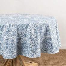 Home Fashions Savannah - Mantel de Vinilo Bohemio de Cachemira Resistente al Agua y a Las Manchas con Respaldo de Franela 60 x 84 Pulgadas Ovalado Azul - Azul - Ver 8