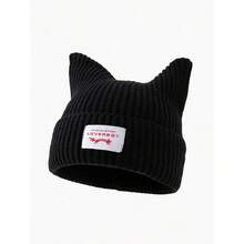1pc Women's Fashion Car Patch Ear Knitted Hat, Suitable For Autumn/Winter Daily Wear - A - Xem 7