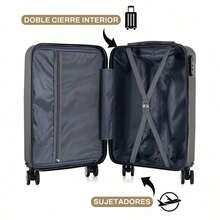 Maleta de Viaje 18 Pulgadas Carry On Rígida, Equipaje de Mano Cabina con 4 ruedas y candado integrado, Variedad de Colores - Negro - Ver 7