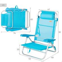 Aktive 兩把藍色折疊沙灘椅套裝，尺寸為 47x49x82 厘米，8 檔可調節，採用特斯林面料和鋁合金材質，承重 110 公斤，配有提手，可折疊。 ✅ 西班牙大陸地區 24/48 小時內送達。 - 2包藍色 - 查看 4