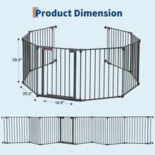 Parque para Mascotas de Varios Paneles, Barrera de  Ampliable de 3/6/8 Piezas con Kit de Montaje en Pared, Valla Interior para Mascotas para Escaleras, Puertas y Salón - 8 piezas - Negro - Ver 2