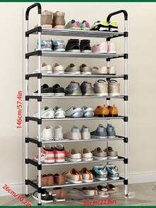 1 chiếc kệ giày nhiều tầng bằng kim loại chất lượng cao, giá để giày đa năng tiết kiệm không gian cho lối vào nhà, kiểu dáng thẳng đứng. - màu đen - Xem 7