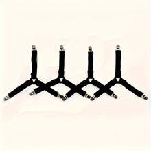 4pcs Adjustable Elastic Bed Sheet Straps With Transparent Clips - Non-Slip, Easy-To-Clean Nylon Fasteners For Securing Bedding And Sofa Cushions - Type a - View 7