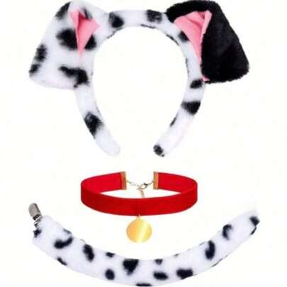 2026 Dalmatian Ear Headband, Plush Realistic Animal Ear Cosplay Accessory, Fresh And Sweet