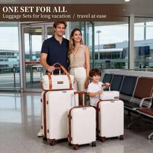 Luggage 5 Piece Sets With Makeup Storgae Bag Duffle Bags, Brown And White ABS Hardside Suitcase With Lock, 360° Spinner Wheels Travel Set For Travel Must Haves,Cruise Essential,Vacation Luggage Case Trolley Suitcase Spinner Suitcase Travel Luggage Travel Suitcase Hardshell Suitcase Suitcase Luggage Carry-On Suitcase With Wheels Travel Essentials Durable For Men For Women For Vacation For Business Large Capacity Travel Essential Travel Accessories Travel Organizer Travel Stuff - 摩卡棕 - 查看 2