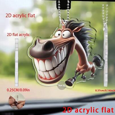 1pc 2D Acrylic Galloping Horse Pendant - Versatile 2D Hanging Decor Suitable For Car, Backpack, Home And Window Decoration | Ideal Keychain Accessory