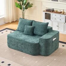 Comfortable 2-Seater Sofa, No Assembly Required, Plush Sofa With Cushions And Side Pockets, Green - Green - View 9