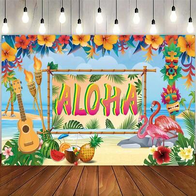 1 Elegante fondo de banner de flamenco 2D, adecuado para decoración de fiestas, fondo de transmisión en vivo, decoración de paredes de estudio, se puede reutilizar en escenas interiores y exteriores, como celebraciones de cumpleaños, aniversarios, y decoración de habitaciones, jardines y patios