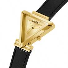 Guess Đồng hồ nữ, thiết kế hình tam giác độc đáo, vỏ vàng hình học kết hợp với dây da đen, đồng hồ đeo tay thạch anh tối giản. GW0548L3 - màu đen - Xem 3