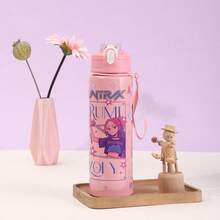 1pc 700ml KPOP Witch Hunting Girl Group Straw Cup, Cute Cartoon Design With Rope, Large Capacity Plastic Water Bottle - Multicolor - View 12
