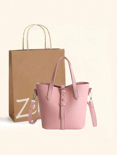 New Minimalist Solid Color Dopamine Design Tote Bag, Chic Commuter Handbag, Versatile European And American Lightweight Soft Leather Shoulder/Crossbody Bag For Daily Use, Shopping, School, Vacation