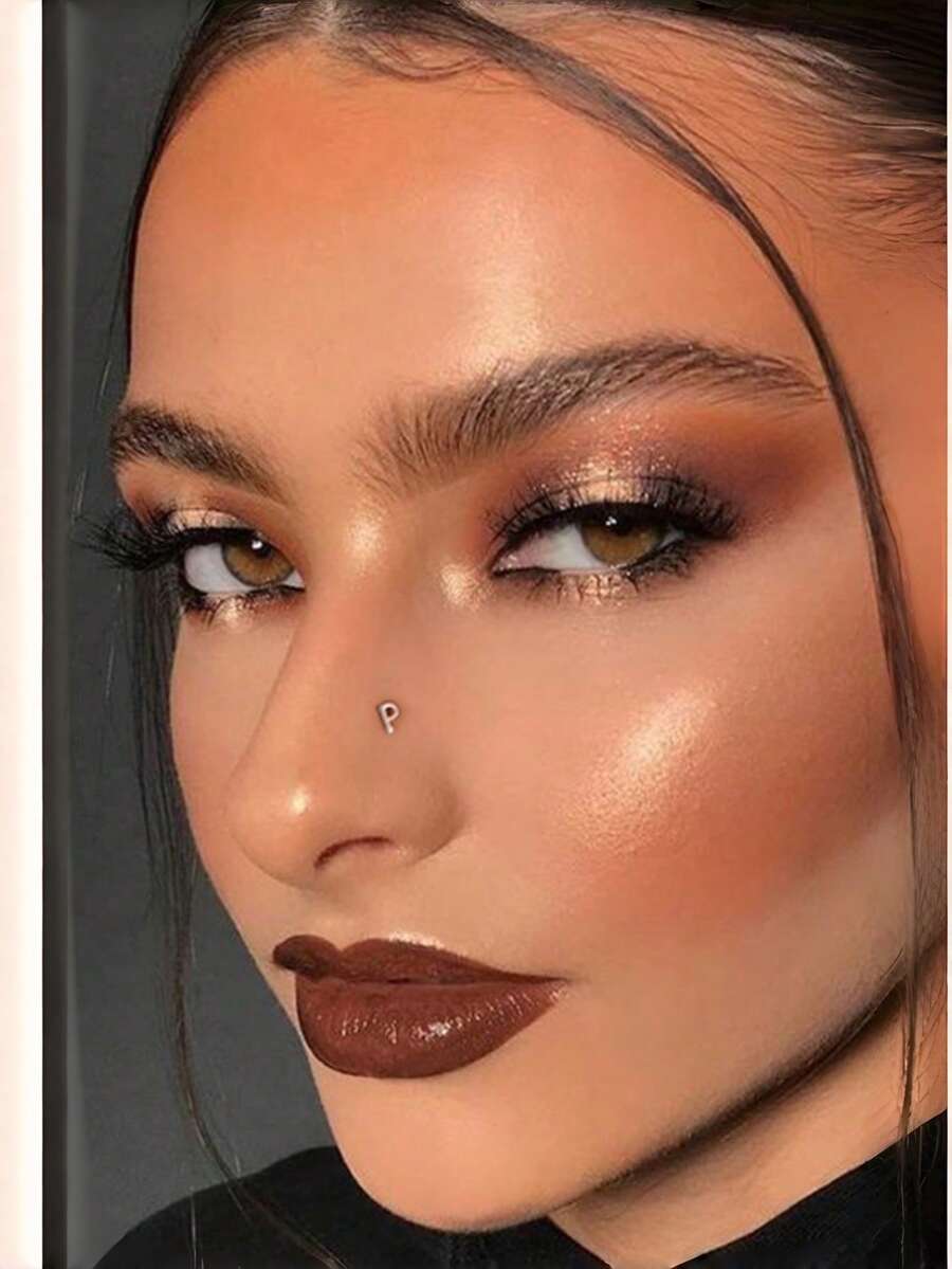 1pc S925 Sterling Silver A-Z Letter Nose Stud,Sterling Silver Nose Studs/Ear Studs,Hypoallergenic,26 Letter Nose Studs,Letter Piercing Jewelry, Jewelry, And Individualistic,Nose Piercing Jewelry,Small And Exquisite, Suitable For Everyday Wear. - Multicolor - View 1