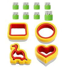 6/8/9/12 piezas Molde aleatorio de cortador de verduras, frutas, flores, animales y dibujos animados para galletas, fondant, herramientas de cocción para niños, utensilios de cocina para lonchera escolar - Combinación - Ver 14