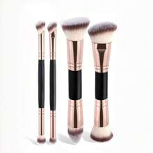 Set de 4 piezas de brochas de maquillaje de doble punta de tamaño grande, brocha de base suave, brocha de contorno, brocha de polvo - Multicolor - Ver 13