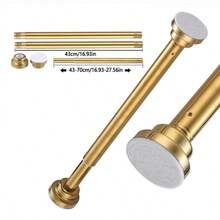 27.56-84.65英寸重型伸缩窗帘杆，黑银色，防锈，无需钻孔，不锈钢弹簧杆，带超宽防滑垫，适用于浴室/厨房/衣柜 - 浴簾桿 - 查看 12