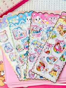 Replacement Sticker Set - Second Edition High-Quality Premium Rabbit Design Stickers. Perfectly Suitable For Decorating Smartphones, Laptops, Luggage, Water Bottles, Skateboards, Guitars, And More. An Ideal Choice For Daily Use, Children's Birthday Gifts, Back-To-School Supplies, Travel Accessories, And Teenage Room Decor. - Multicolor - View 1