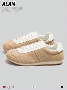 Alan Vincent【免费退换货】【平底休闲系列】新款女士休闲鞋 平底运动鞋 卡其色鞋 百搭乐福鞋 舒适时尚派对鞋 时尚舒适轻便运动鞋 - 卡其色 - 查看 9