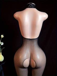 One Piece Hot Fishnet Bodystockings For Women Black Hollow Erotic Sexy Lingerie Costumes Chemises Pornographic Mesh Bodysuit - màu đen - Xem 2