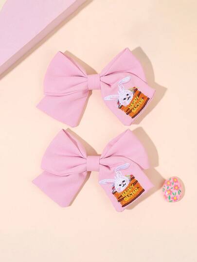 2 piezas Pinzas para el cabello elegantes con lazo para niñas en Pascua, pasadores de cabello con moño de dibujos animados lindos