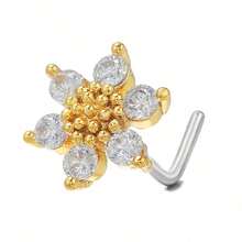 1个金色花朵鼻钉 - 金黃色 - 查看 5