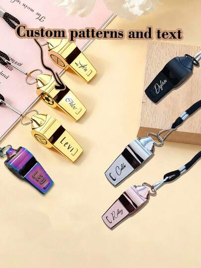 1 pieza Silbato de acero inoxidable con cordón y llavero, personalizable con nombre, silbato de emergencia fuerte adecuado para fútbol, baloncesto, béisbol, hockey, rugby y otros deportes, multifuncional, decorativo, reutilizable, elegante, de alta calidad, de color vivo, de estilo moderno, personalizable, único, decoración del hogar fresca