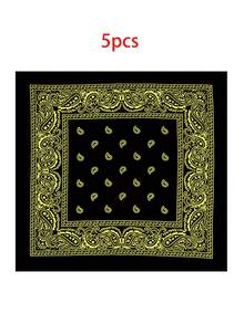 Set de 5 pañuelos con estampado de paisley en estilo bohemio, versátil accesorio unisex de moda callejera que se puede usar como diadema, pañuelo, máscara facial o cuello - Multicolor - Ver 17
