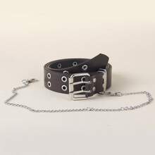 1pc Unisex Punk Style Waist Chain Belt, PU Leather Waist Chain Decor, Suitable For Party, School, Autumn, Christmas Wear - Belt - View 11