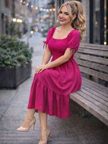 Women Long Dresses - Hot Pink - View 5