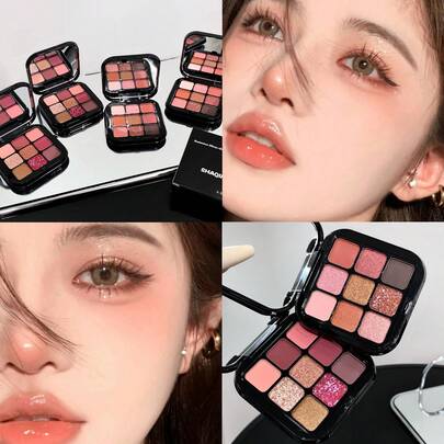 QMN 1 pieza, Paleta de Sombras de Ojos de 9 Colores Xuan Mo, 9 tonos mate, perlados y brillantes, textura suave, muy pigmentada, fácil de crear un maquillaje de ojos versátil y elegante