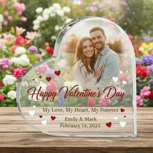 Custom Heart Shaped Acrylic Plaque With Photo Name Date Text,  Personalized Birthday Memorial Valentines Day Gift For Boyfriend Girlfriend Romantic Picture Frame Couple Decor - Multicolor - View 4