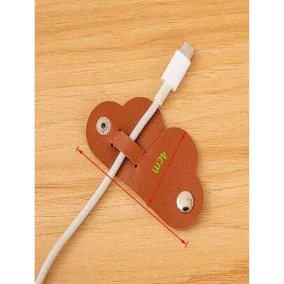 Heart-Shaped PU Leather Cable Organizer Strap, Multi-Functional Wire Management Clip Suitable For Earphones/Chargers/Scarves, Essential For Room, Dorm, Storage, Travel